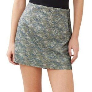 Free People Sequin Mini Skirt Olive Black Camo 10 Holiday New Years Party New